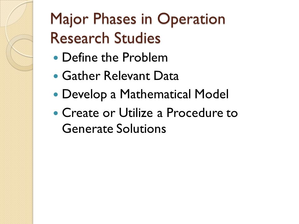 phases of operational research study