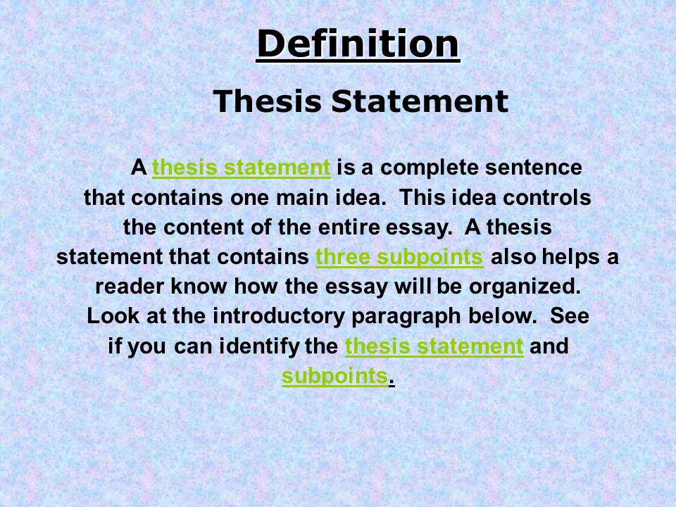 thesis english definition