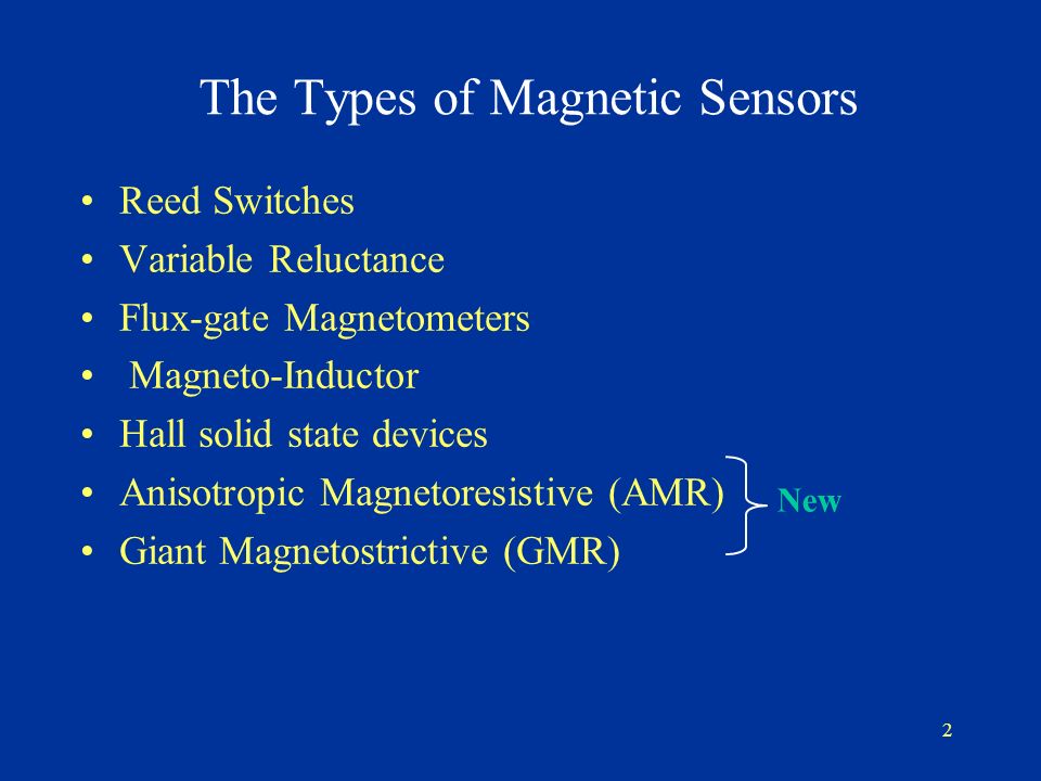 1 Sensores Magnéticos José Augusto EPUSP The Types of Magnetic Sensors Reed  Switches Variable Reluctance Flux-gate Magnetometers Magneto-Inductor. -  ppt download