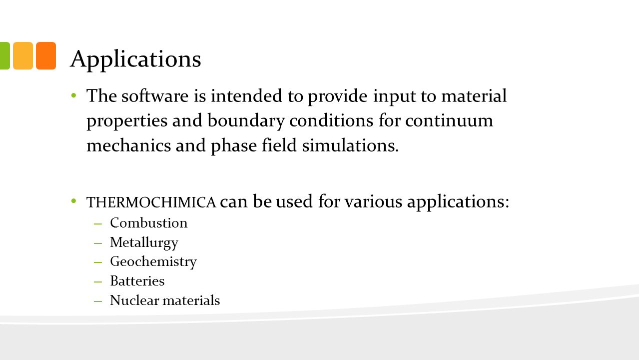Applications The software is intended to provide input to material properties and boundary conditions for continuum mechanics and phase field simulations.