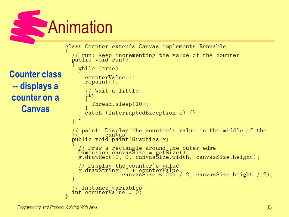 Programming and Problem Solving With Java Copyright 1999, James M. Slack  Threads and Animation Threads Animation. - ppt download