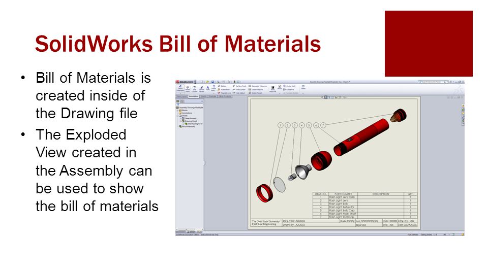 make a drawing from an assembly in solidworks with abill of material