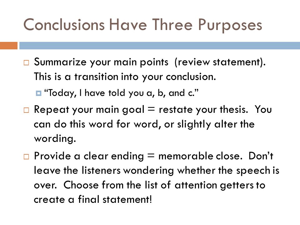 transition to conclusion speech
