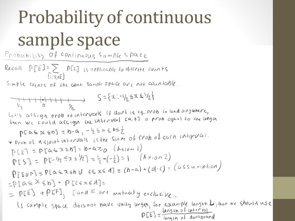 Probability of continuous sample space