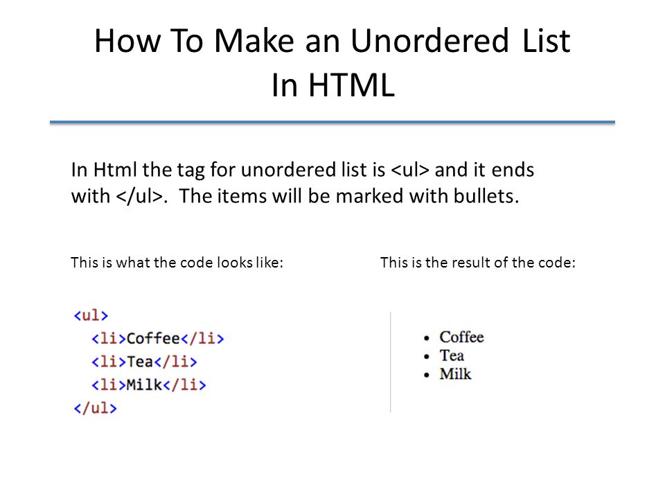 unordered lists need to