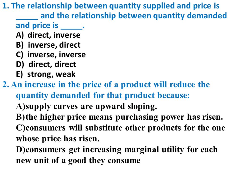 relationship between price and quantity supplied