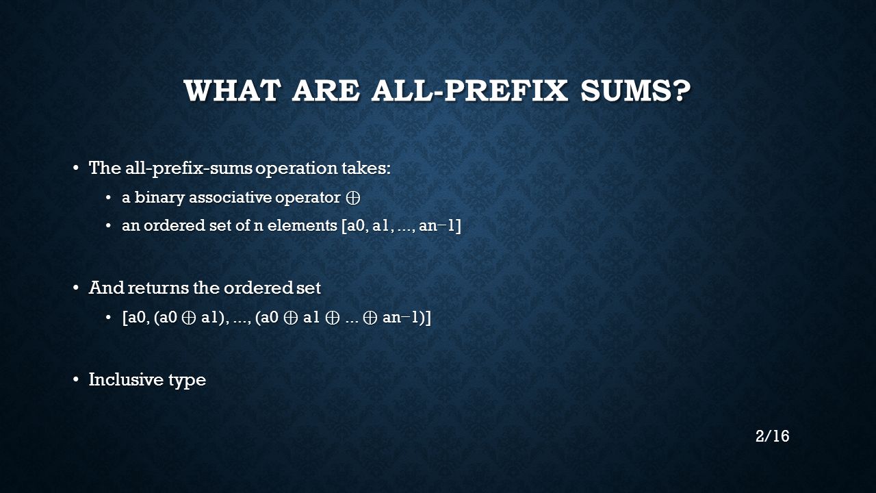 1/16 CALCULATING PREFIX SUMS Vladimir Jocovi ć 2012/ ppt download