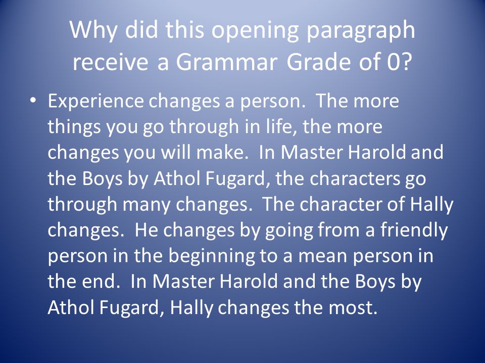 Lesson Plan #2: Master Harold...and the boys