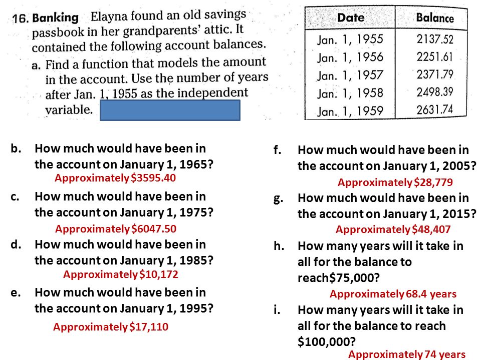b.How much would have been in the account on January 1, 1965.