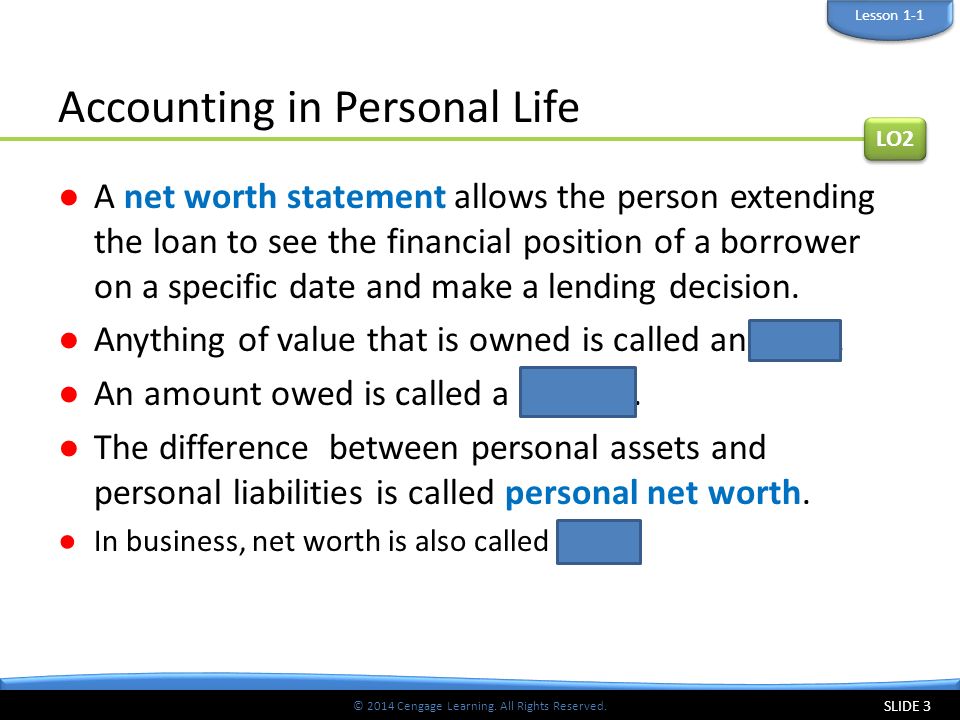 learning objectives 2014 cengage learning all rights reserved personal net