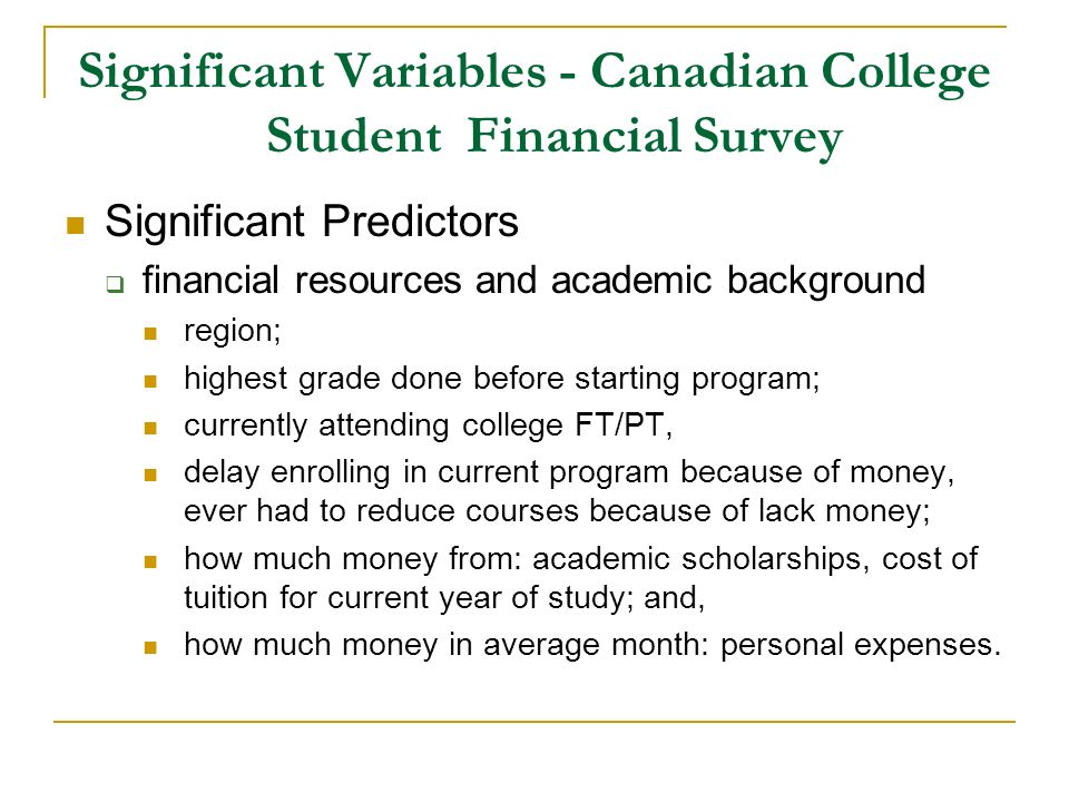 canadian college student attrition for student aid receivers by average monthly expenses college student