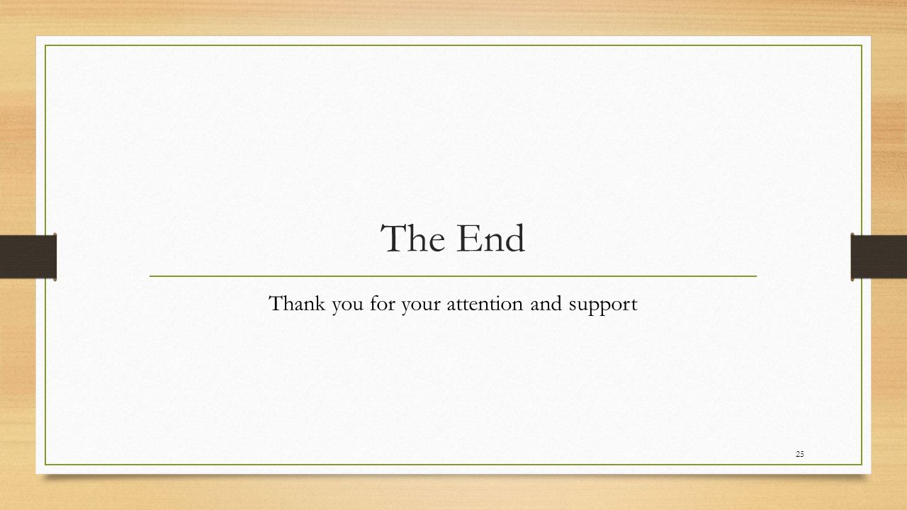 The End Thank you for your attention and support 25