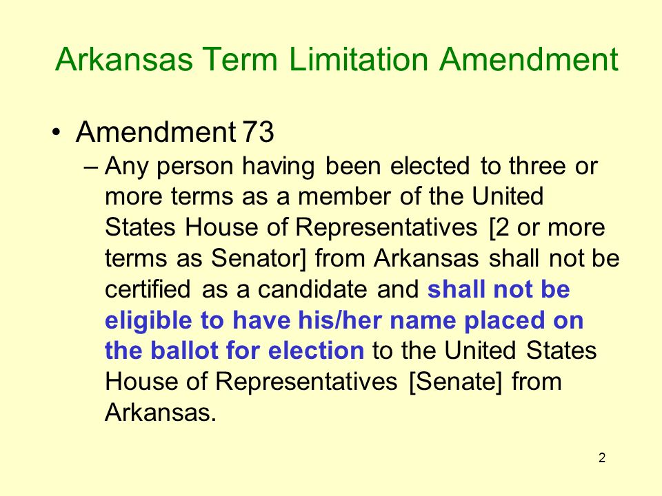 1 US Term Limits V. Thornton (majority Opinion) Article I, § 2, Cl. 2 ...