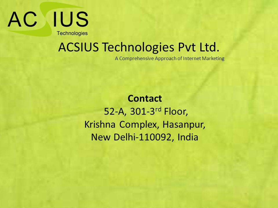 ACSIUS Technologies Pvt Ltd.
