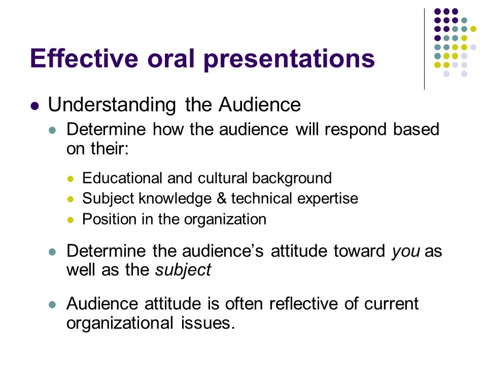 what is the role of audience in oral presentation