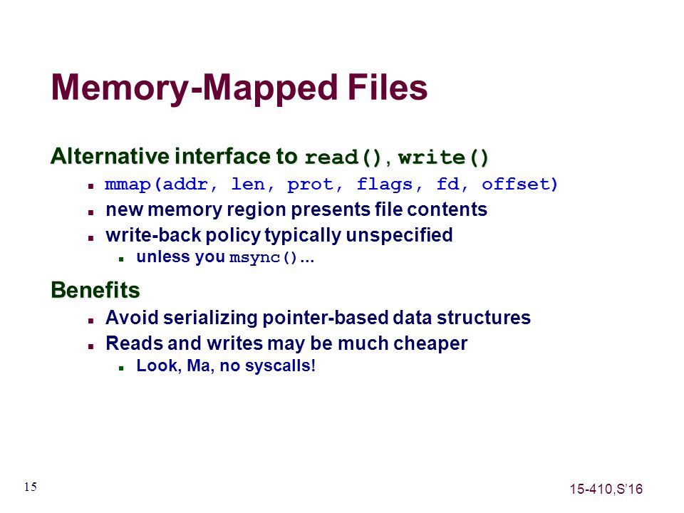 15-410,S’16 1 Virtual Memory #3 Dave Eckhardt Todd Mowry L20_VM “The cow and Zaphod” - ppt 