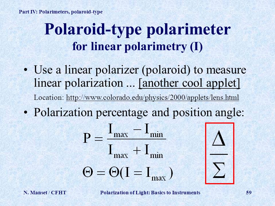 Polarization of Light: from to Instruments (in less than 100 slides) Originally by N. Manset, CFHT, Modified expanded K. Hodapp. - ppt download