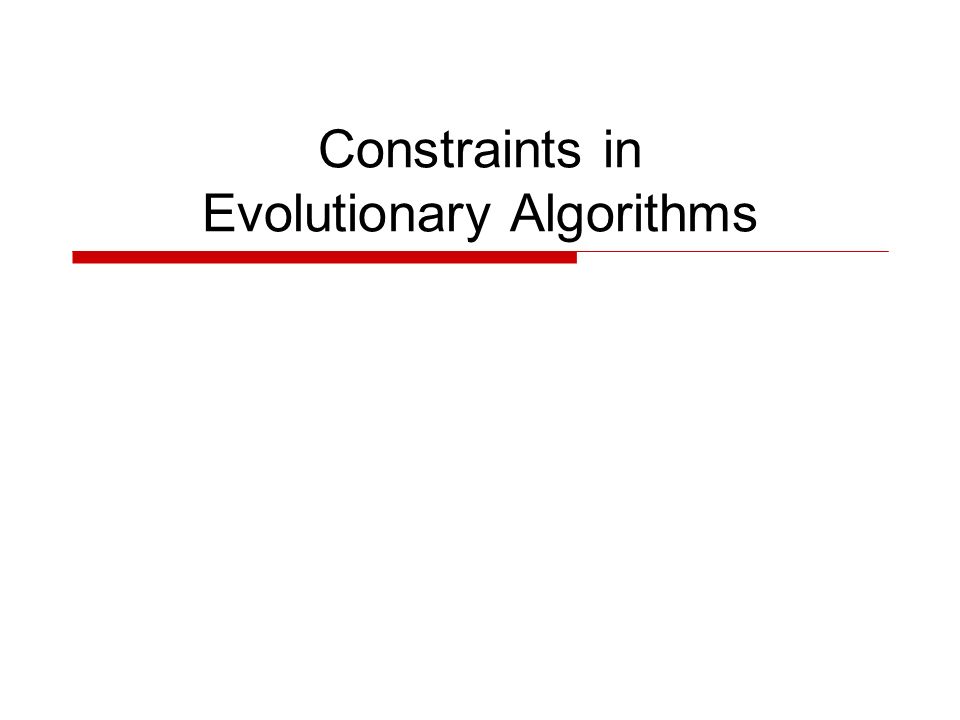 Constraints in Evolutionary Algorithms