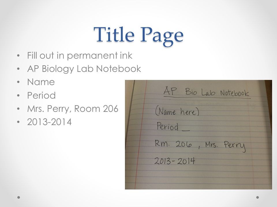 biology lab report title page