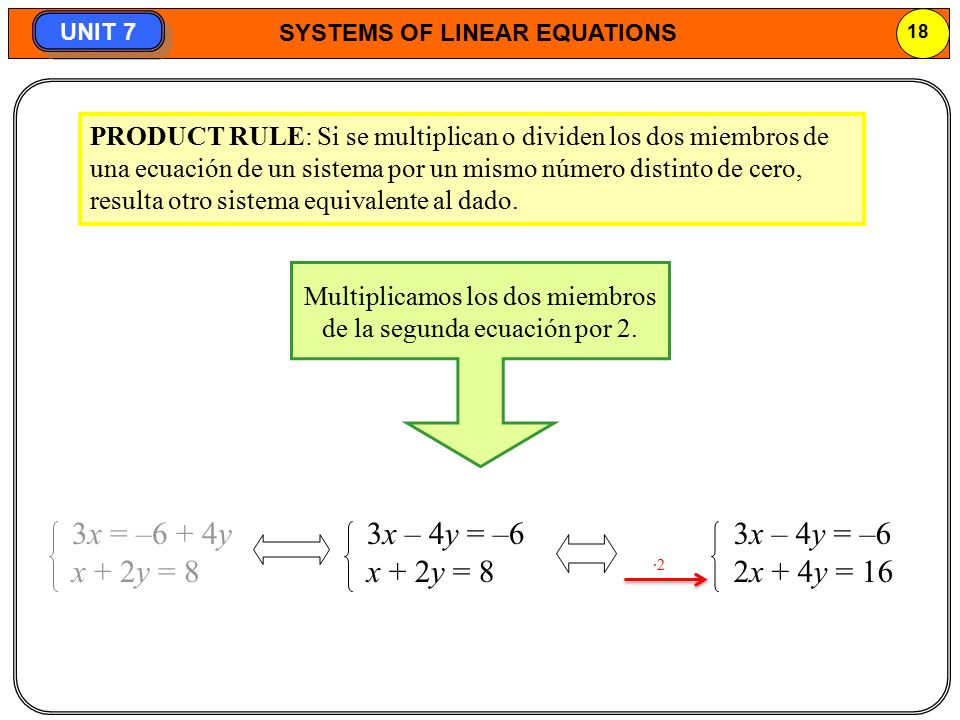 System of Linear equations. 1 3 х 18 уравнение