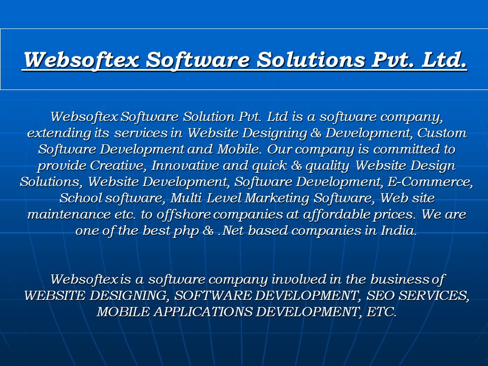 Websoftex Software Solutions Pvt. Ltd. Websoftex Software Solution Pvt.