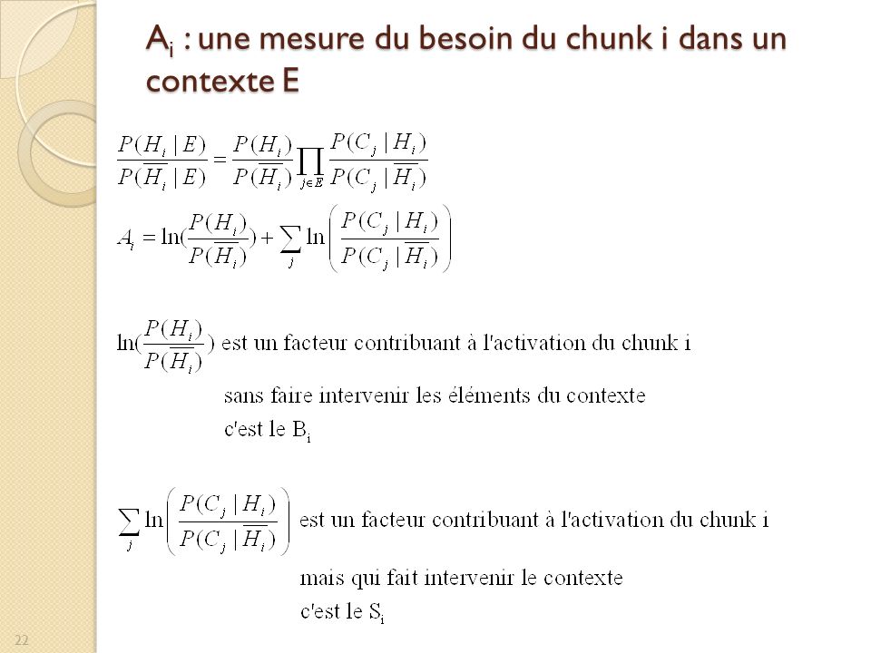 A i : une mesure du besoin du chunk i dans un contexte E 22
