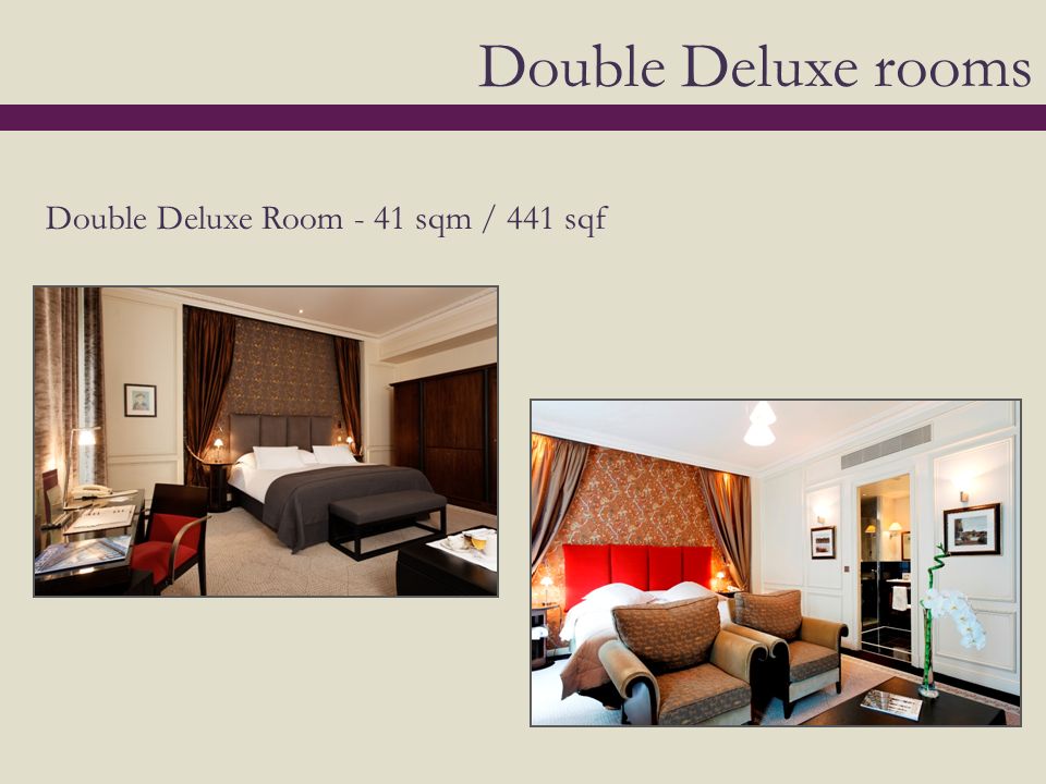Double Deluxe rooms Double Deluxe Room - 41 sqm / 441 sqf