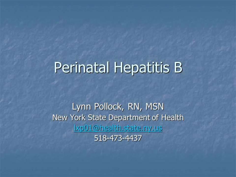 Perinatal Hepatitis B Lynn Pollock, RN, MSN New York State Department of Health