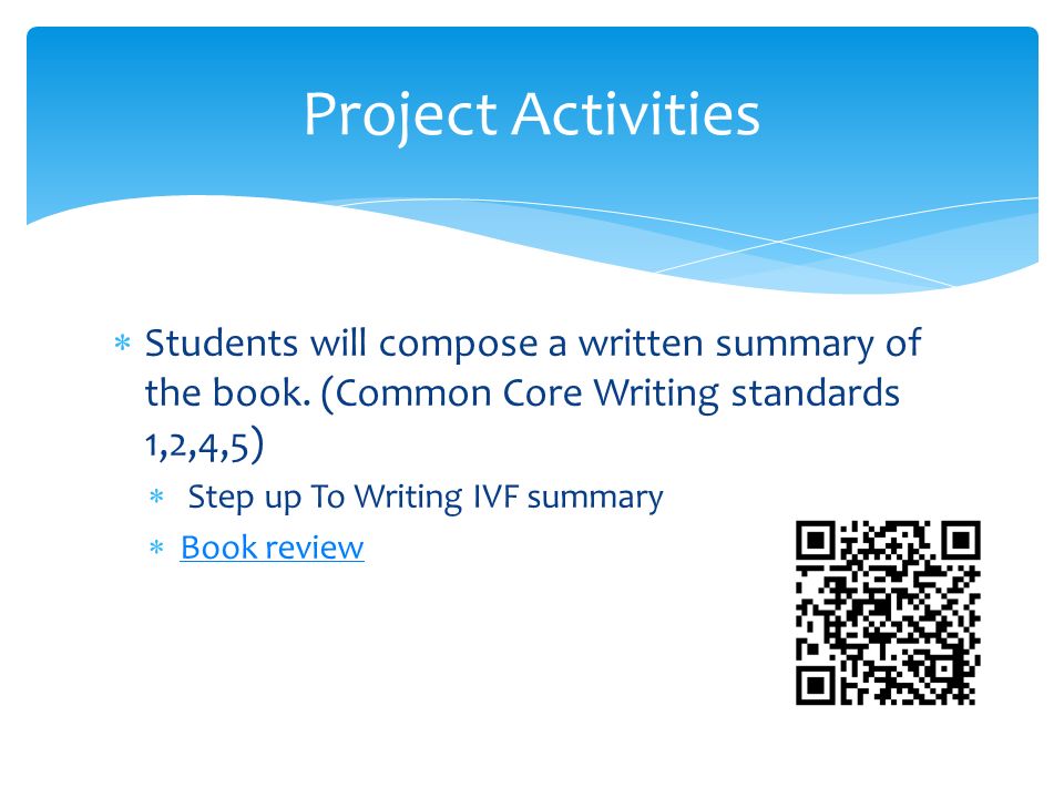  Students will compose a written summary of the book.
