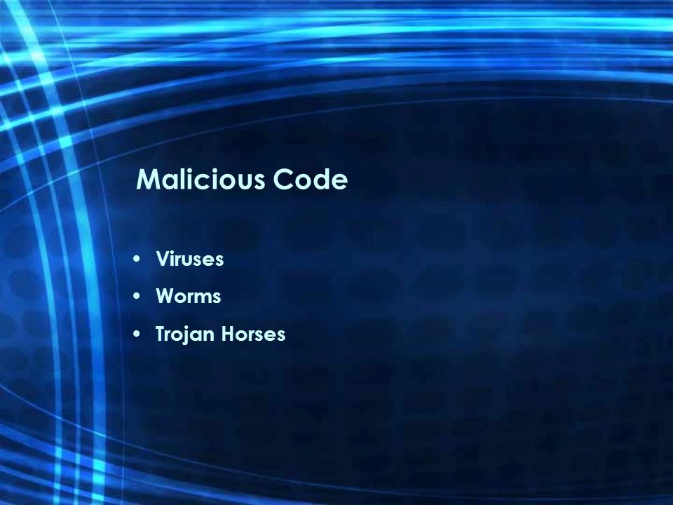 Malicious Code Viruses Worms Trojan Horses