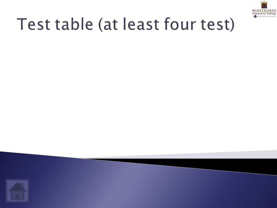Test table (at least four test)