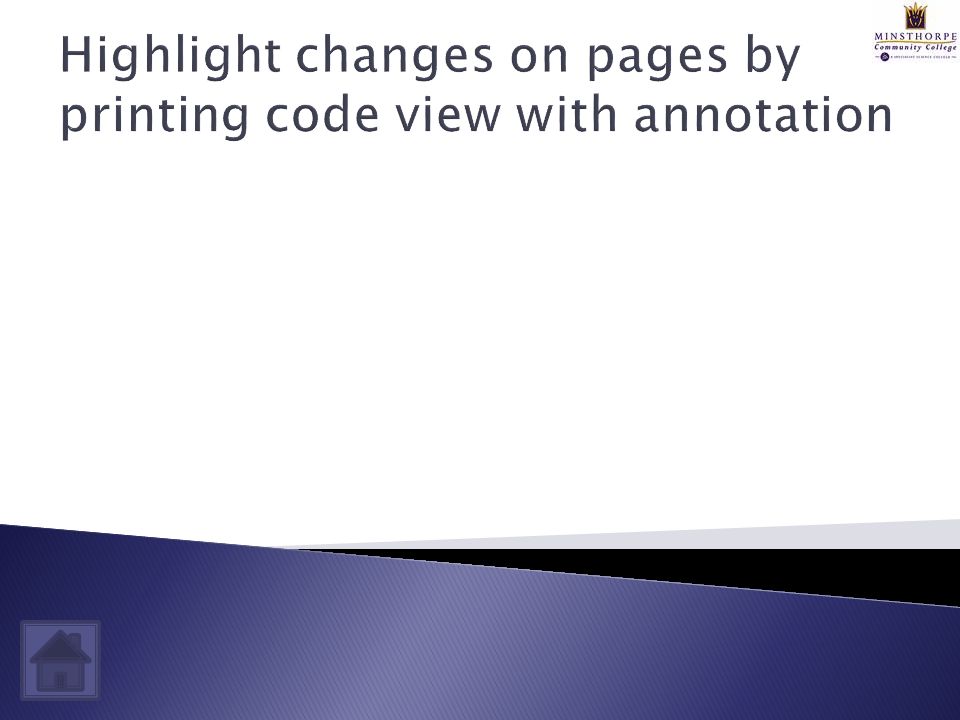 Highlight changes on pages by printing code view with annotation
