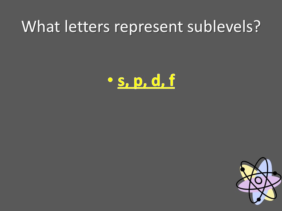 What letters represent sublevels