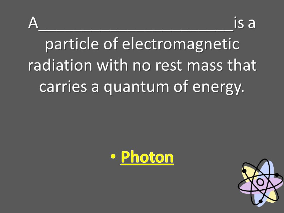 A______________________is a particle of electromagnetic radiation with no rest mass that carries a quantum of energy.