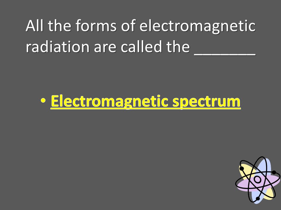 All the forms of electromagnetic radiation are called the _______