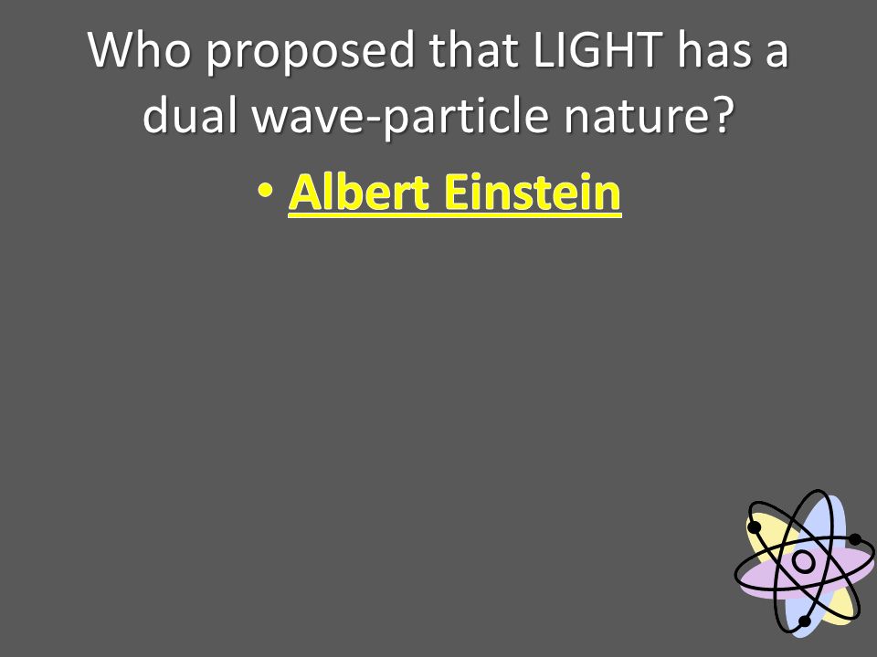 Who proposed that LIGHT has a dual wave-particle nature