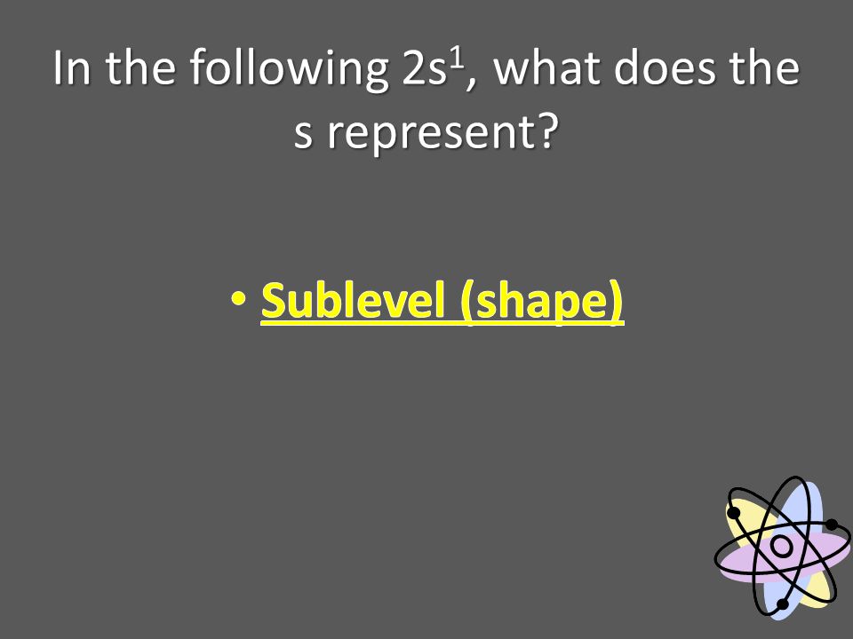 In the following 2s 1, what does the s represent