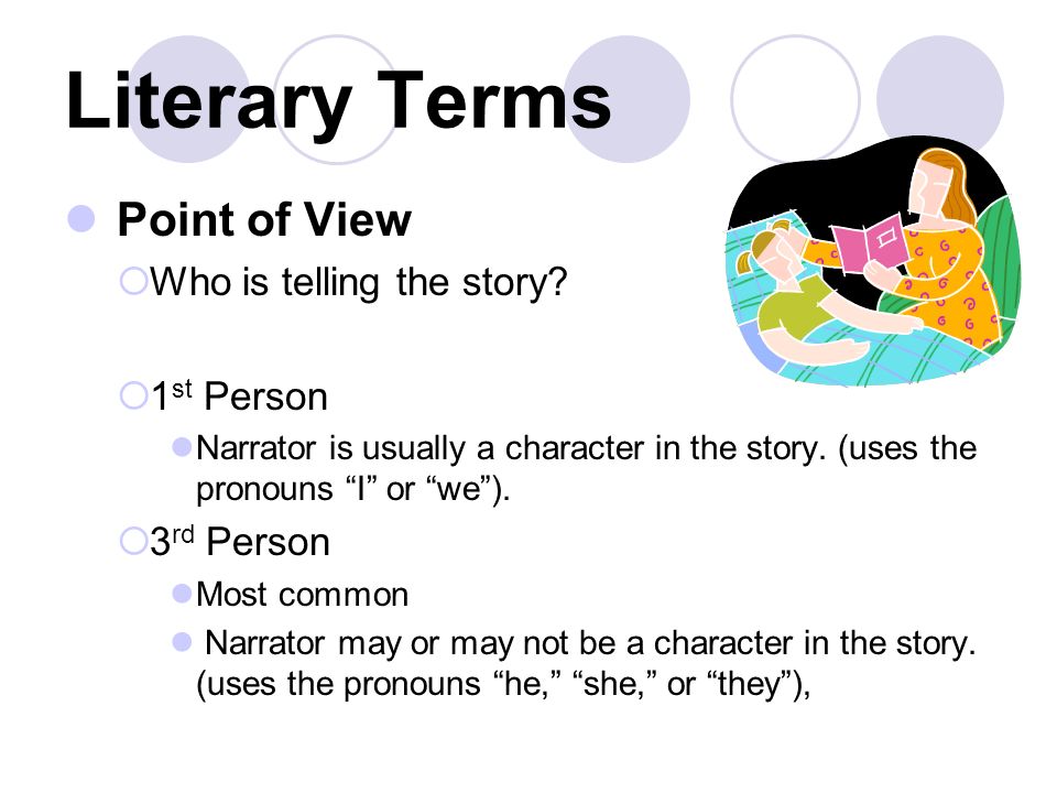Literary Terms Point of View  Who is telling the story.