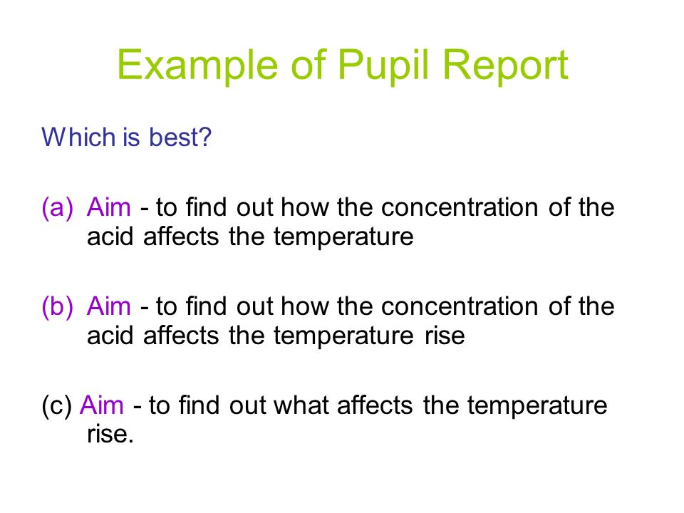 Example of Pupil Report Which is best.