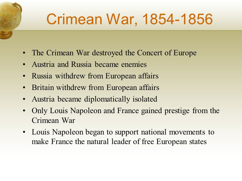 how did the crimean war destroy the concert of europe