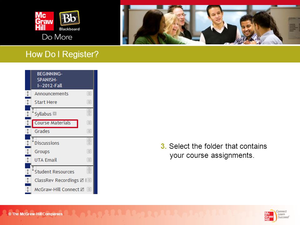 3. Select the folder that contains your course assignments.