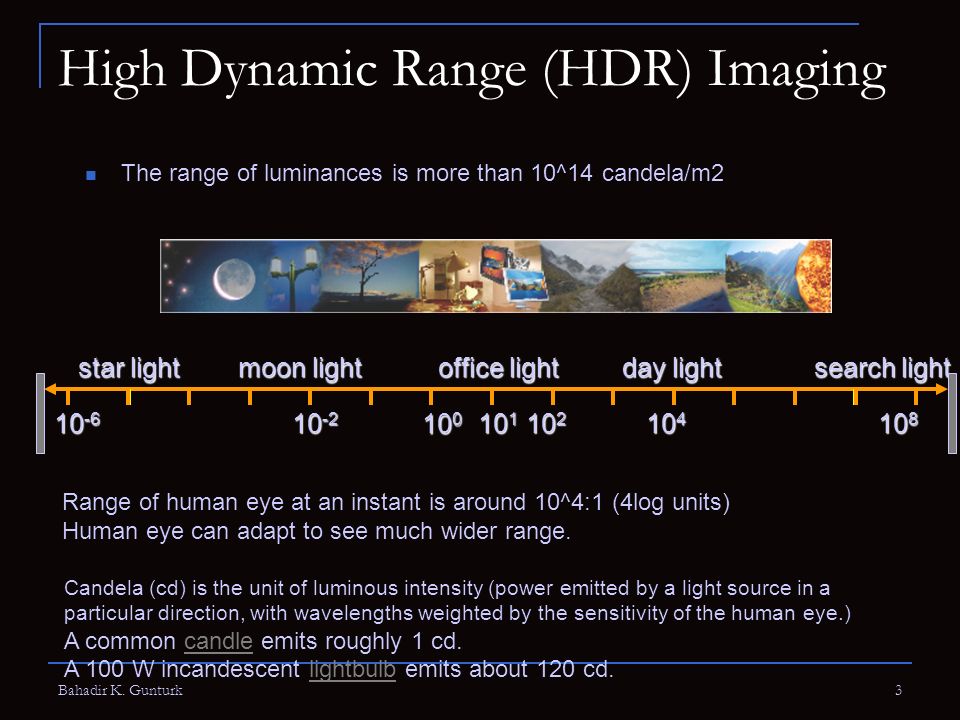EE 7700 High Dynamic Range Imaging. Bahadir K. Gunturk2 References Slides  and papers by Debevec, Ward, Pattaniak, Nayar, Durand, et al… - ppt download