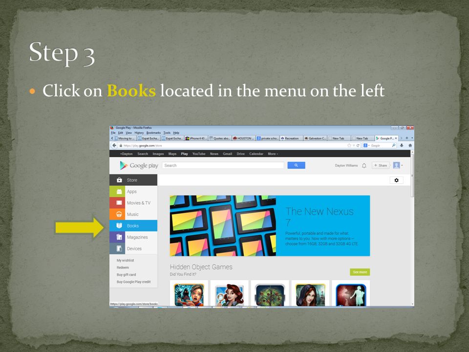 Click on Books located in the menu on the left