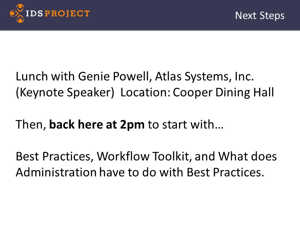 Next Steps Lunch with Genie Powell, Atlas Systems, Inc.