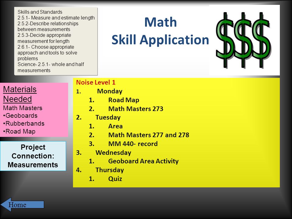 Math Skill Application Noise Level 1 1.