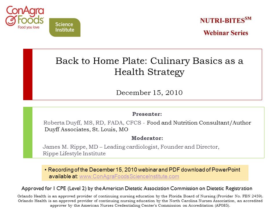 back to home plate culinary basics as a health strategy december 15back to home plate culinary basics as a health strategy december 15, 2010 presenter