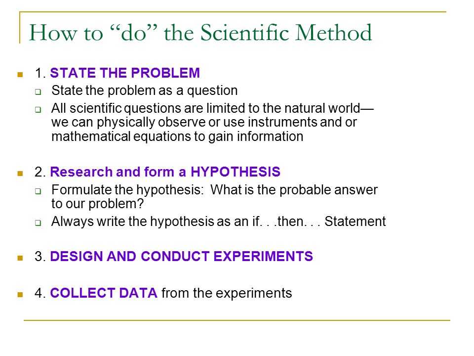 How to do the Scientific Method 1.