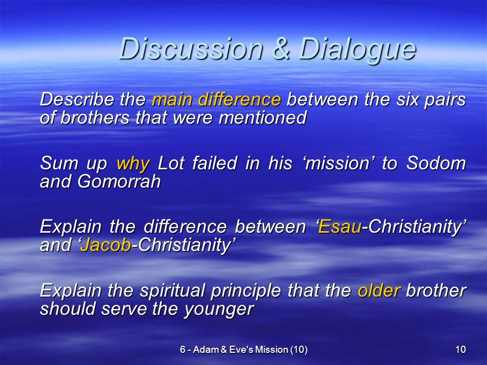 6 - Adam & Eve's Mission (1)1 God blessed them and said to them, ‘Be ...