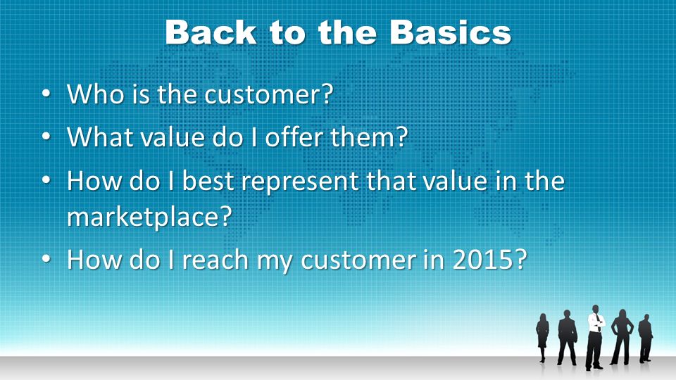 Back to the Basics Who is the customer. Who is the customer.