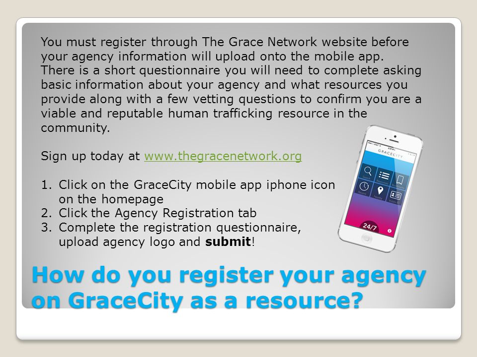 How do you register your agency on GraceCity as a resource.